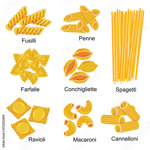 Assortment of Classic Italian Pasta Shapes