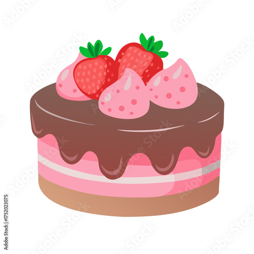 Delicious strawberry cake with chocolate frosting, perfect for birthdays, celebrations, and sweet moments, a dessert that brings joy and happiness!