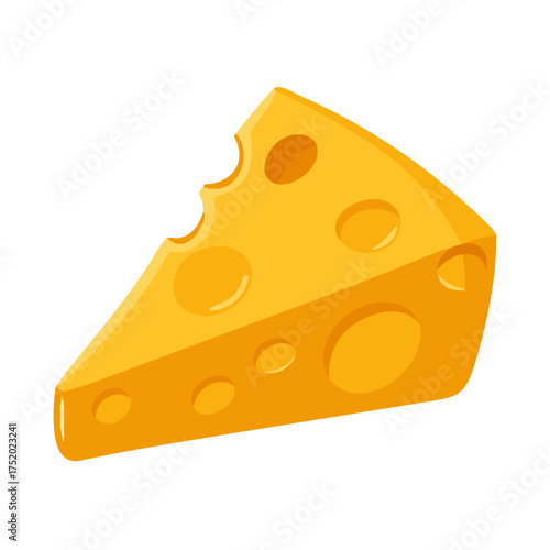 Delicious cheese wedge illustration with cartoon style, perfect for menus, food blogs, and culinary designs with a whimsical touch of dairy goodness