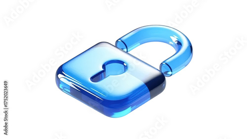 Unlock new possibilities with this modern, transparent blue padlock icon symbolizing freedom, access, and digital security solutions