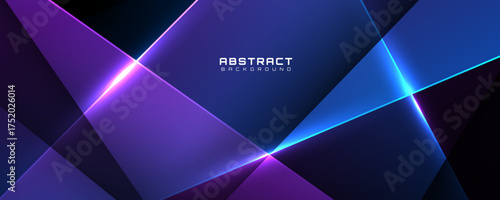 3D blue purple abstract background overlap layer on dark space with glowing polygon effect decoration. Modern graphic design element cutout style concept for web, art, flyer, card, or brochure cover