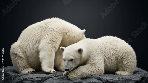 Captivating Polar Bear Duo: A Heartwarming Moment of Connection on Arctic Terrain