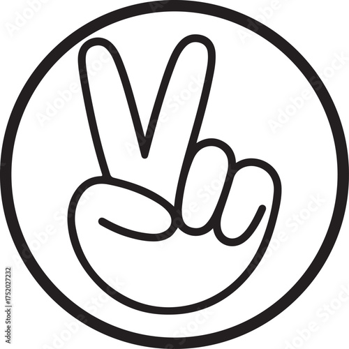 Peace Hand Sign Circular Icon Graphic