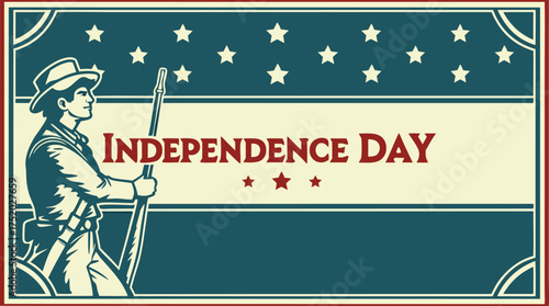Celebrate Independence Day with vintage style vector graphic, perfect for patriotic designs and historical themed projects, originally scalable