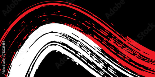 Car stickers with red and black white brush stroke pattern, abstract banner, sporty lines, red and black white color combination, brush stroke pattern, grunge design.