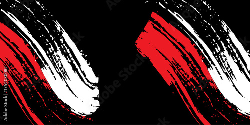 Car stickers with red and black white brush stroke pattern, abstract banner, sporty lines, red and black white color combination, brush stroke pattern, grunge design, Eps 10, Modern.