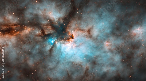 Colorful gas clouds and bright stars create a beautiful scene in deep space, showcasing the wonders of a vibrant nebula.