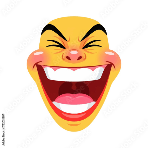 Funny Face Cartoon Character Laughing Out Loud.