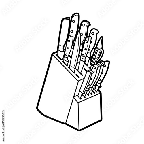 Kitchen Knife Block Set With Assorted Knives.