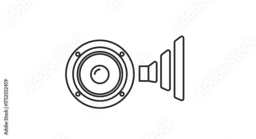 Speaker icon vector with sound waves, audio volume symbol, music sound wave graphic, audio technology icon, sound system element, loudspeaker media player pictogram concept