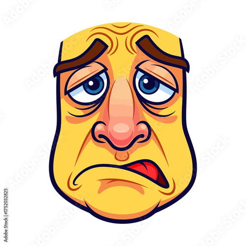 Sad Face Emoji Cartoon Character Expression.