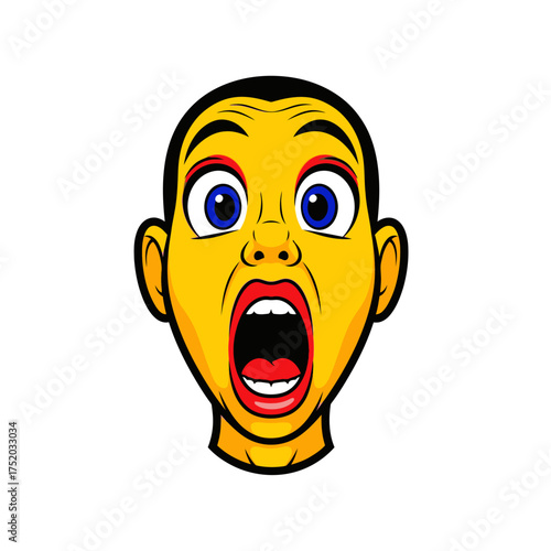 Scared Face Yellow Cartoon Character Expression.