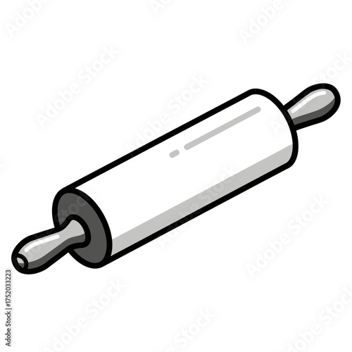 Simple illustration of a rolling pin for baking and cooking.