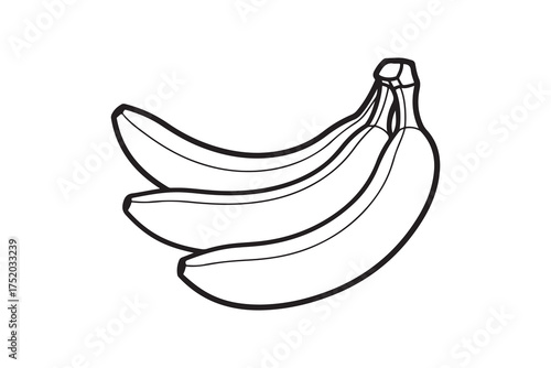 Monochrome shows a bunch of bananas drawn with thick outline on transparent backdrop