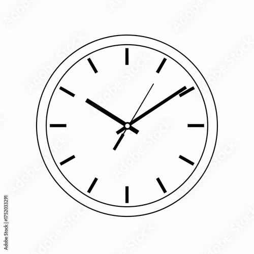 Simple Line Drawing of a Classic Analog Clock Face.