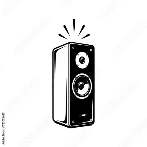 Vintage Speaker Sound Wave Icon Vector.