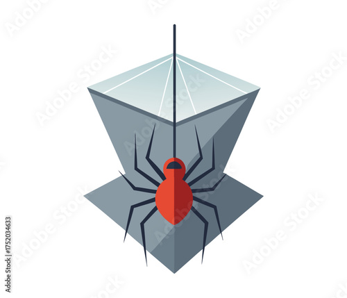 Vector art of a spider hanging from a web, a creepy crawly creature