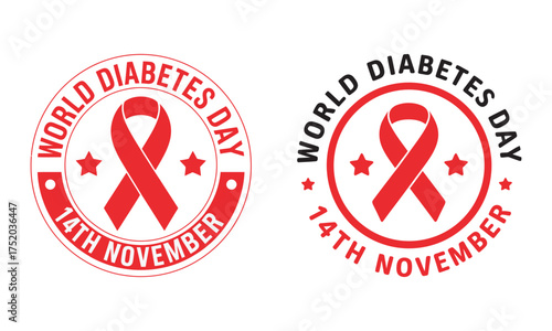 World Diabetes Day, 14th November, Red Ribbon, History, and Global Fight Against Disease, vector illustration