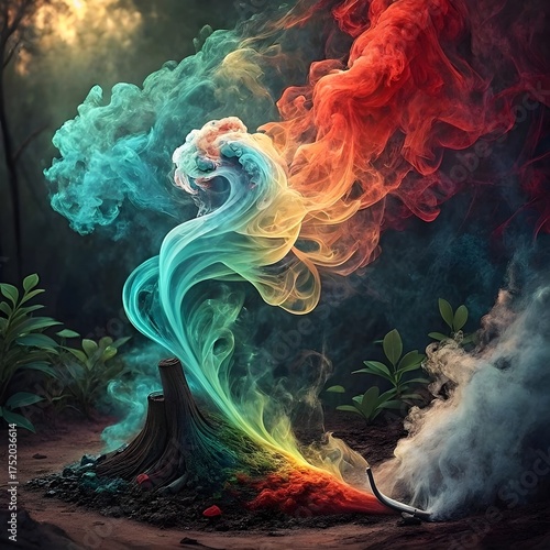 photorealistic colorful smoke