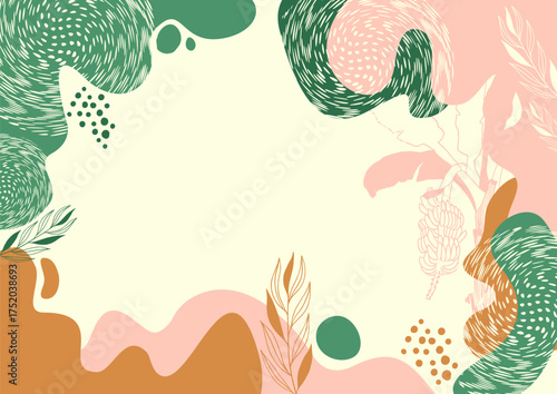 Background aesthetic abstract ,leaf background, hand drawn minimal background