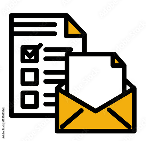 Email Communication Document icon from the Personal Growth icon collection (Outline Color Lineal Style)