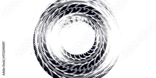 Auto tire tread grunge element. Car and motorcycle tire pattern, wheel tyre tread track. Black tyre print. Vector illustration white background.