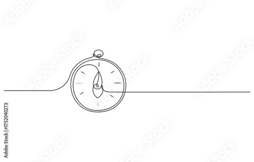 Orienteering compass continuous line editable stroke line compass line continuous drawing vector,