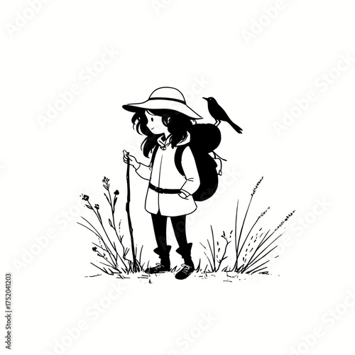 Environmentalist. Environmentalist simple black and white line art vector logo