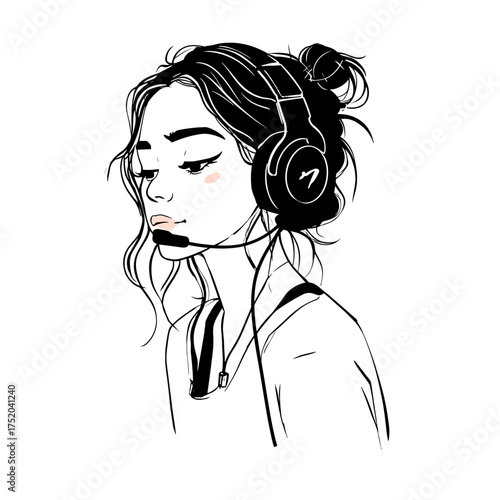 YouTuber. YouTuber simple black and white line art vector logo