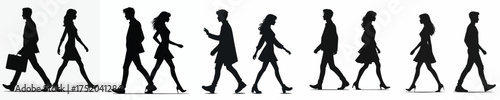 vector silhouette of a couple walking in different directions