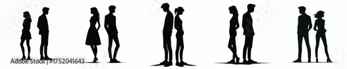 vector silhouette of a couple standing back to back