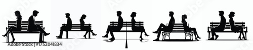 vector silhouette of a couple sitting far from each other