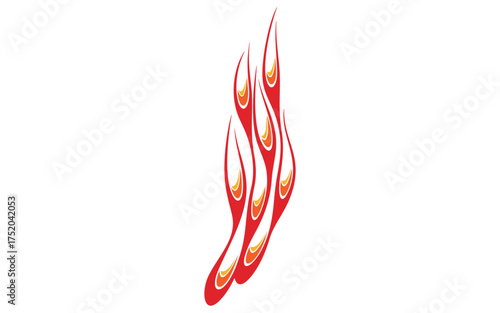 Fiery Flame: A dynamic illustration of a vibrant flame, rendered with bold lines and a spectrum of warm colors, evoking energy and passion. 