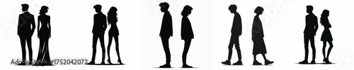 vector silhouette of a couple standing back to back