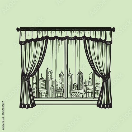 Curtain Design vector illustration

