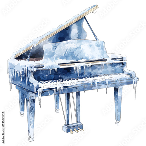 Watercolor Frozen Grand Piano Clipart