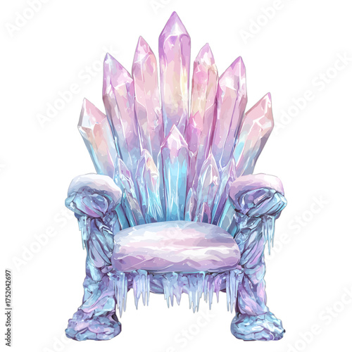 Watercolor Magical Crystal Throne with Icicles
