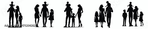 happy family portrait silhouette vector