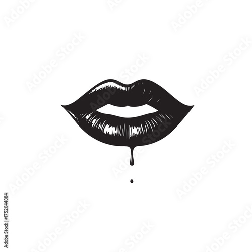 Lip silhouette icon vector
