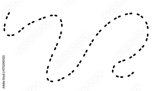 black dashed line. abstract wavy squiggle dashed line. vector illustration.