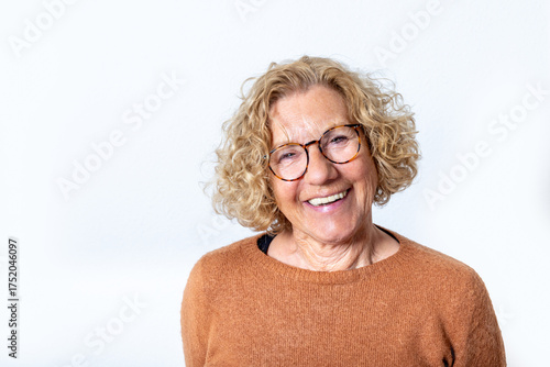 Wallpaper Mural very attractive and happy smiling mature woman with curly hair Torontodigital.ca