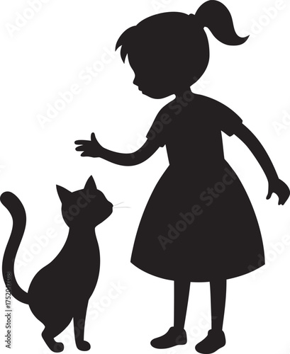 girl and cat