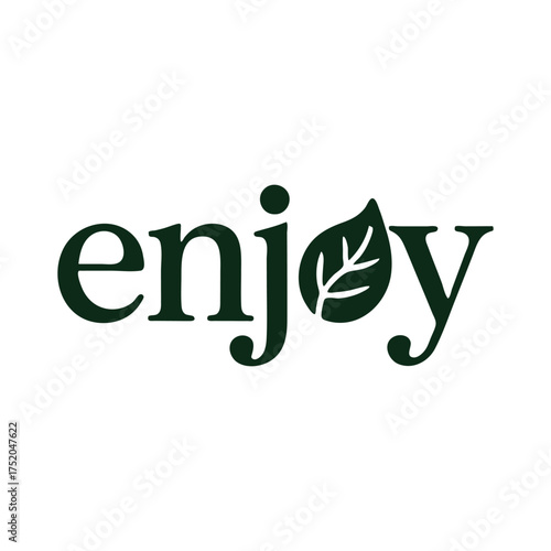 green leave enjoy logo design.