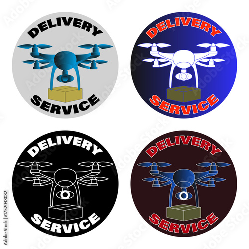 Drone delivery service logo design featuring multiple color variations and styles