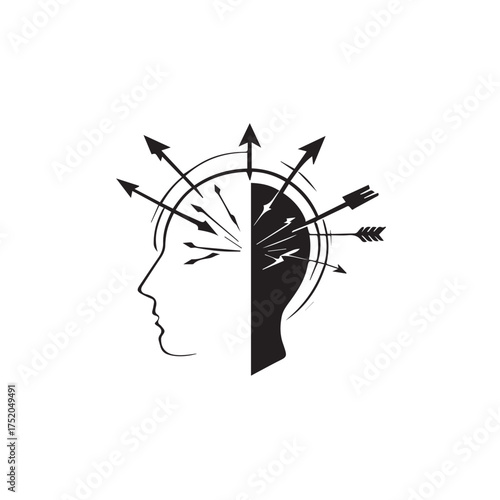 Abstract Human Thought Icon Minimalist Vector Illustration for Psychology or Business Concept
