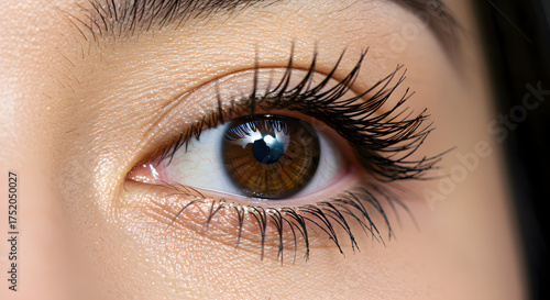 Brown Eye Closeup with Black Mascara Eyelashes Macro Photography