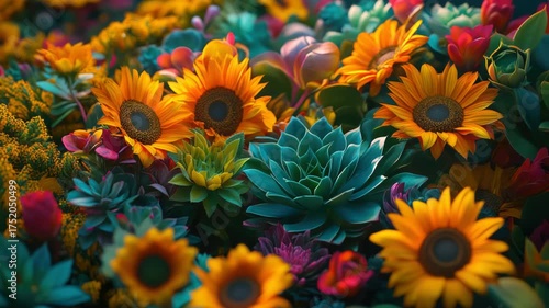 Sunflower bouquet with mixed flowers