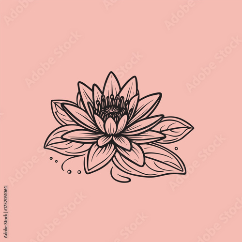 Simple Water Lily or lotus Minimalist Symbol