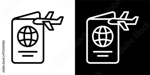Passport  Icon Of Flat Black And White Style Vector 