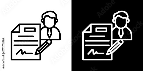 Employment Contract  Icon Of Flat Black And White Style Vector 